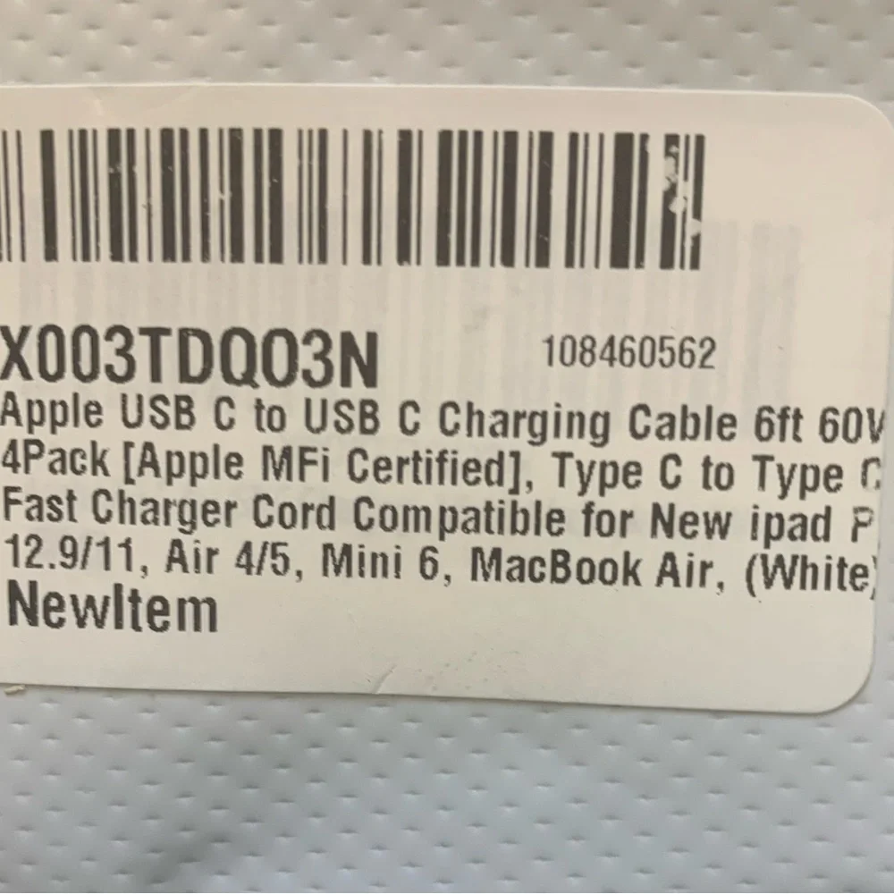 Apple Silver USB-C to USB-A Charging Cables Four in Pack